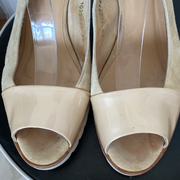 Gadea sling back, wood stack block heels, open toe shoes - Picture 6 of 16